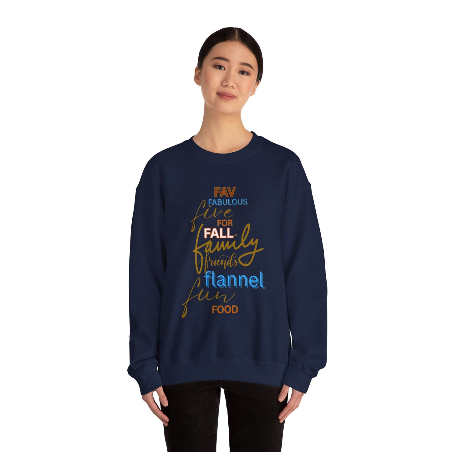 Fall Flannel & Family Crewneck Sweatshirt — Cozy Autumn Word-Art Pullover