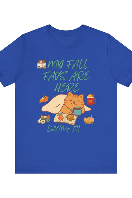 Cozy Fall Cat Tee, Fall Apparel, Cat Lover Gift, Autumn Shirt, Unisex Short Sleeve, Cute Seasonal Top, Pumpkin Vibes