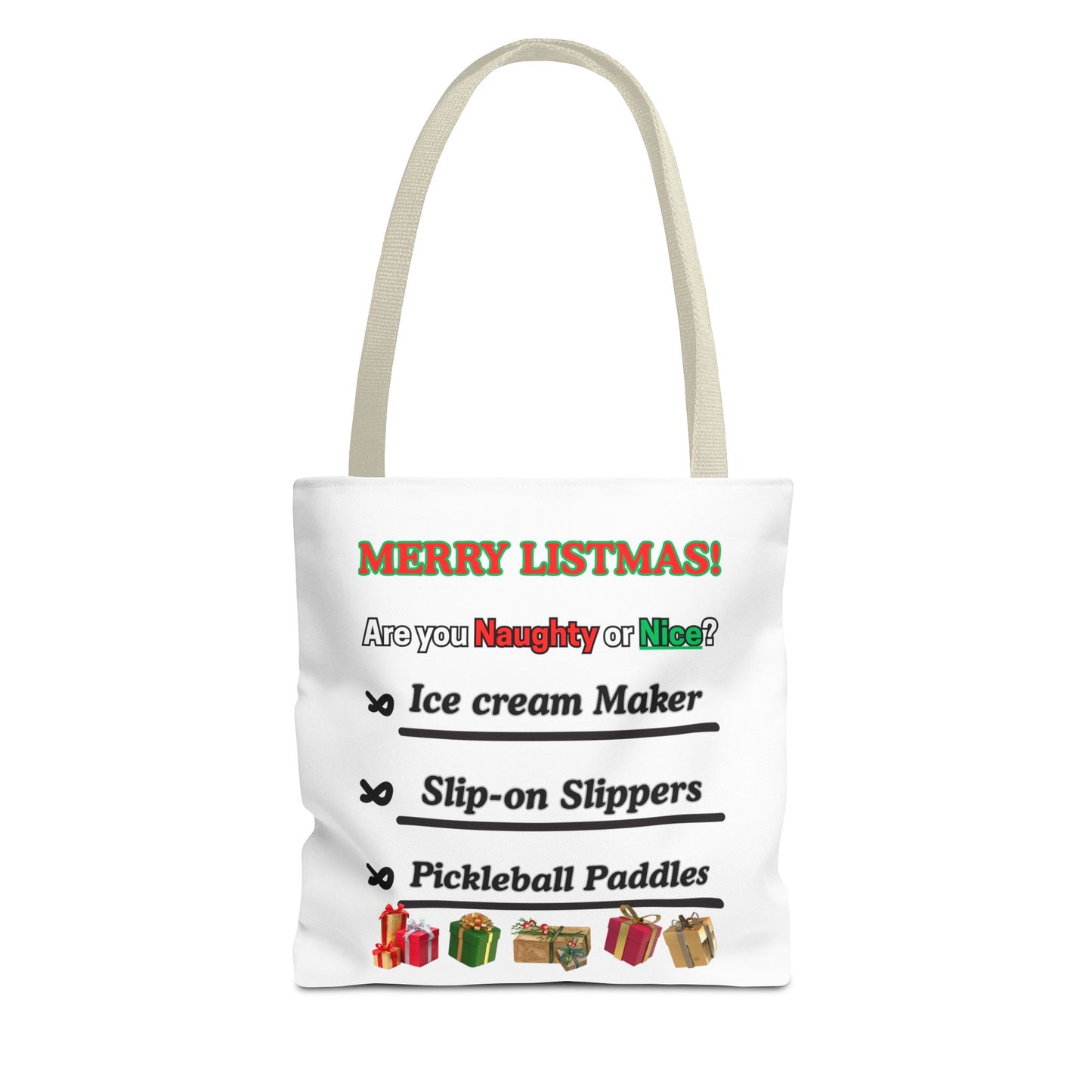 Holiday Tote Bag — "Merry Listmas!" Naughty or Nice Gift List Design