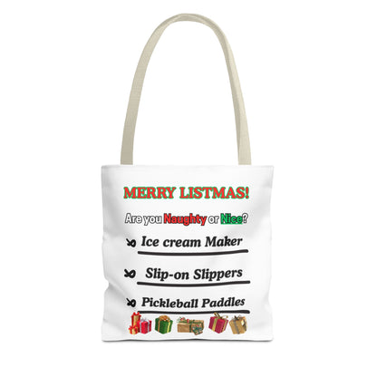 Holiday Tote Bag — "Merry Listmas!" Naughty or Nice Gift List Design