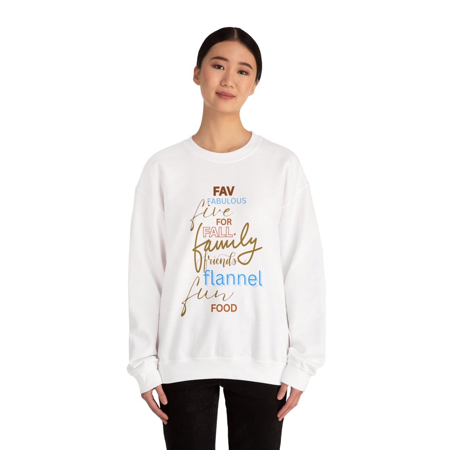 Fall Flannel & Family Crewneck Sweatshirt — Cozy Autumn Word-Art Pullover