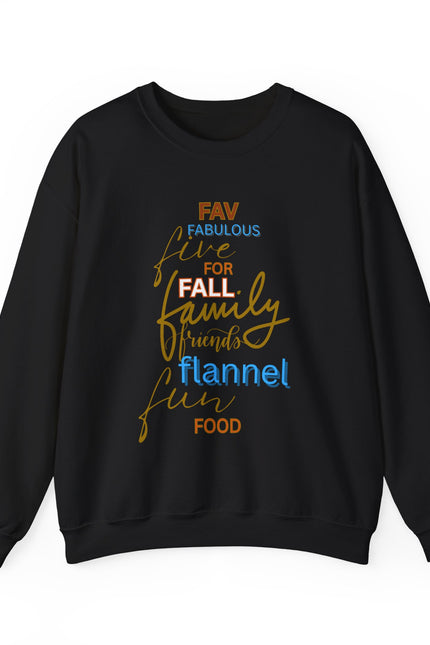 Fall Flannel & Family Crewneck Sweatshirt — Cozy Autumn Word-Art Pullover