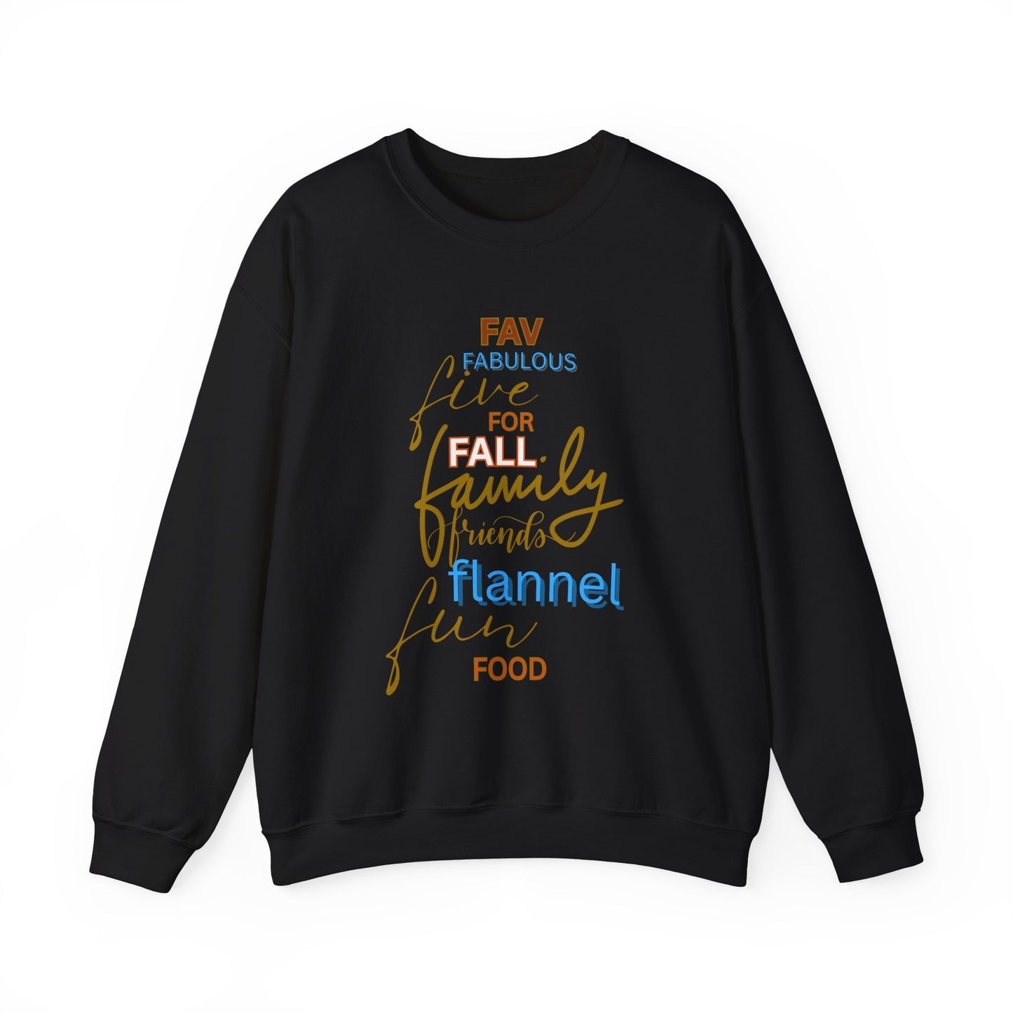 Fall Flannel & Family Crewneck Sweatshirt — Cozy Autumn Word-Art Pullover