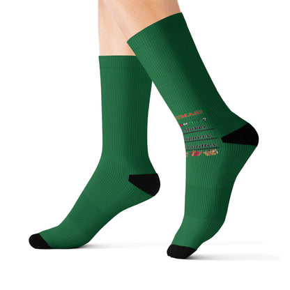 Green Holiday Pattern Sublimation Socks — Festive Knit-Style Crew Socks