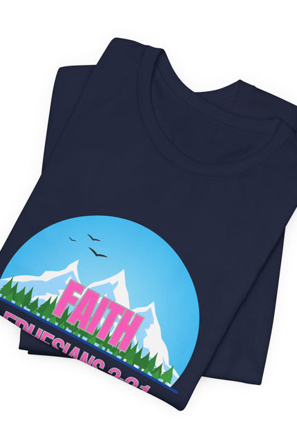 Faith Mountains T-Shirt — Ephesians 3:21 Christian Inspirational Tee