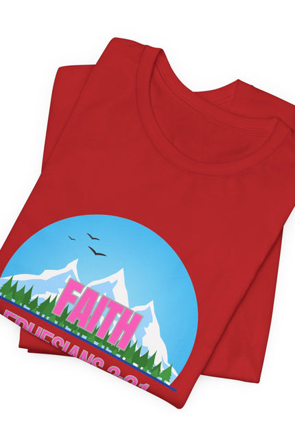 Faith Mountains T-Shirt — Ephesians 3:21 Christian Inspirational Tee
