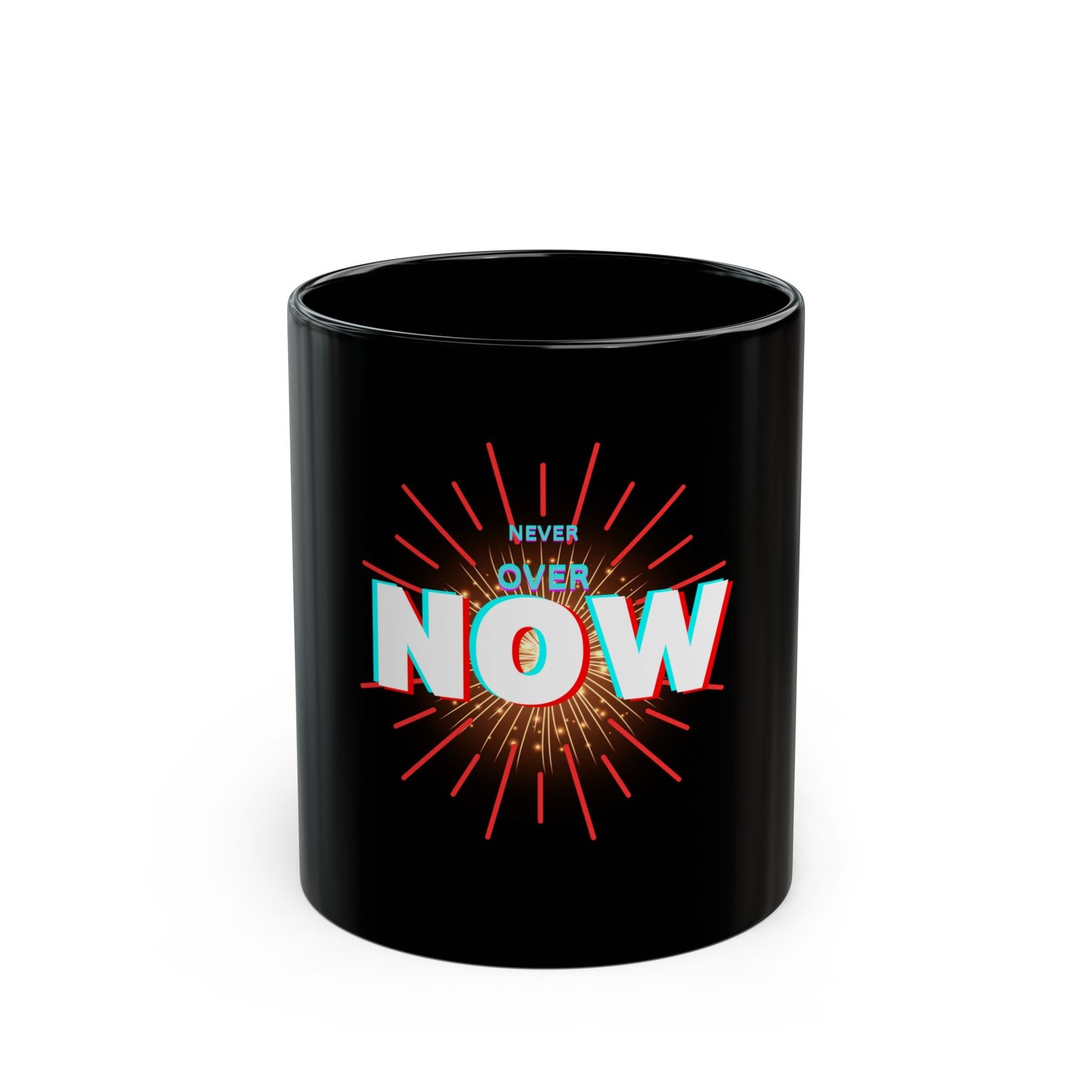 Inspirational Black Mug - 'Never Over Now' - Motivational Coffee Cup for Daily Inspiration