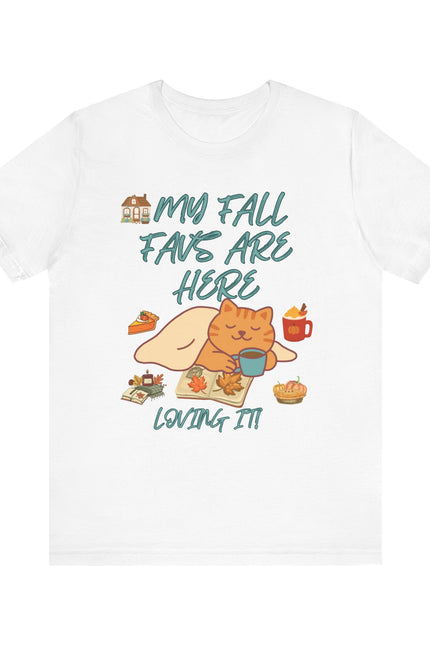 Cozy Fall Cat Tee, Fall Apparel, Cat Lover Gift, Autumn Shirt, Unisex Short Sleeve, Cute Seasonal Top, Pumpkin Vibes
