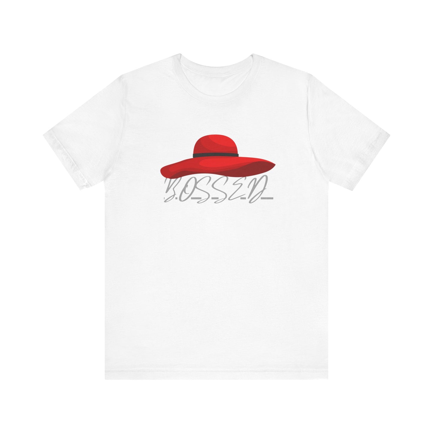Bold 'BOSSED' Red Hat Unisex Tee, Casual Fashion, Gift for Her, Birthday Shirt, Everyday Wear, Statement Top, Trendy Apparel