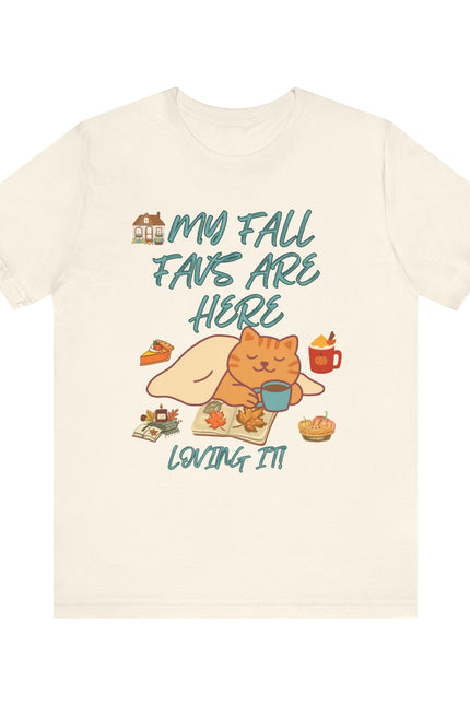 Cozy Fall Cat Tee, Fall Apparel, Cat Lover Gift, Autumn Shirt, Unisex Short Sleeve, Cute Seasonal Top, Pumpkin Vibes