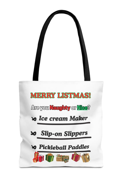 Holiday Tote Bag — "Merry Listmas!" Naughty or Nice Gift List Design