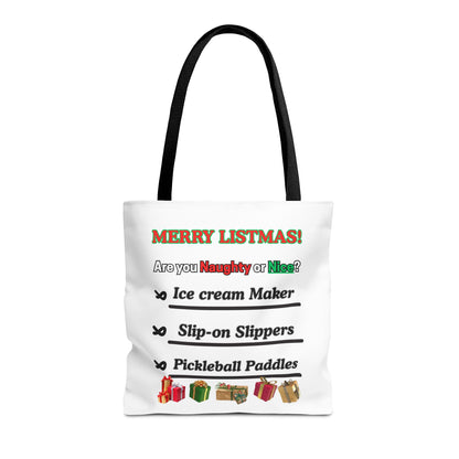 Holiday Tote Bag — "Merry Listmas!" Naughty or Nice Gift List Design
