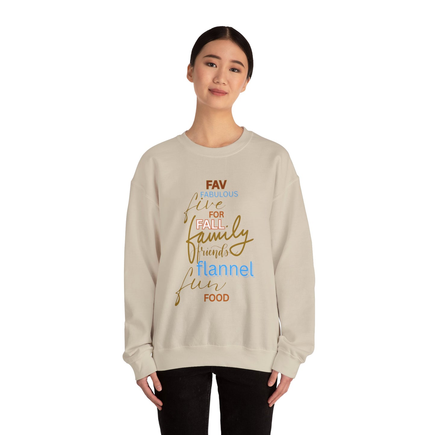 Fall Flannel & Family Crewneck Sweatshirt — Cozy Autumn Word-Art Pullover