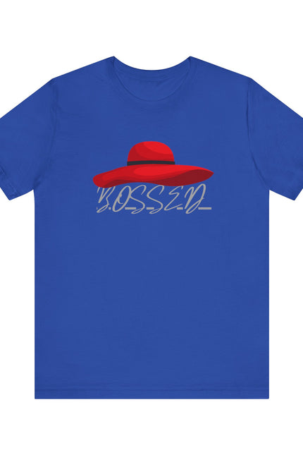Bold 'BOSSED' Red Hat Unisex Tee, Casual Fashion, Gift for Her, Birthday Shirt, Everyday Wear, Statement Top, Trendy Apparel