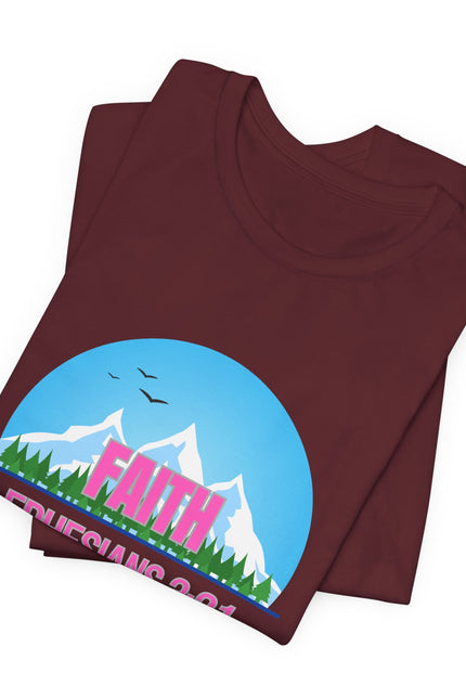 Faith Mountains T-Shirt — Ephesians 3:21 Christian Inspirational Tee