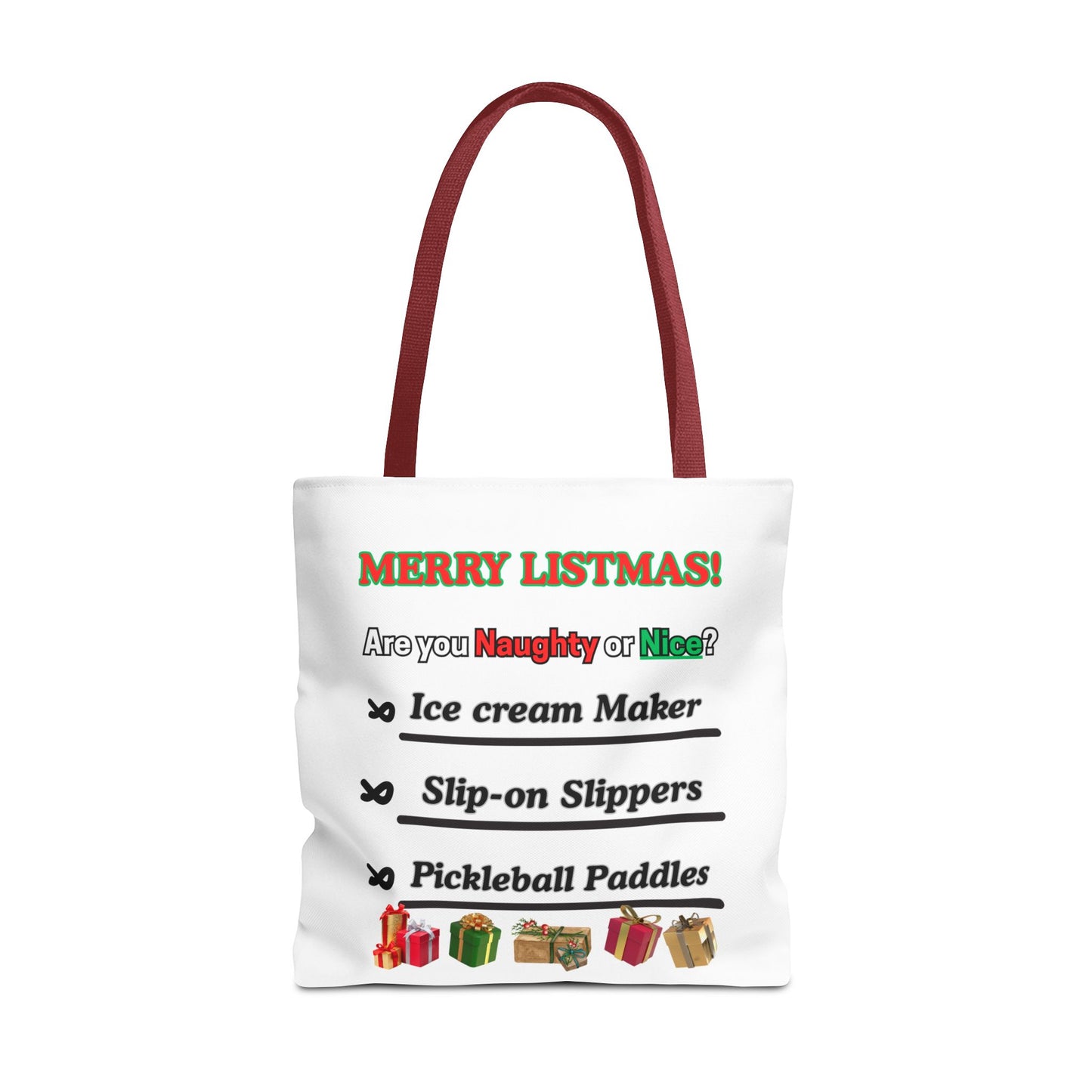 Holiday Tote Bag — "Merry Listmas!" Naughty or Nice Gift List Design