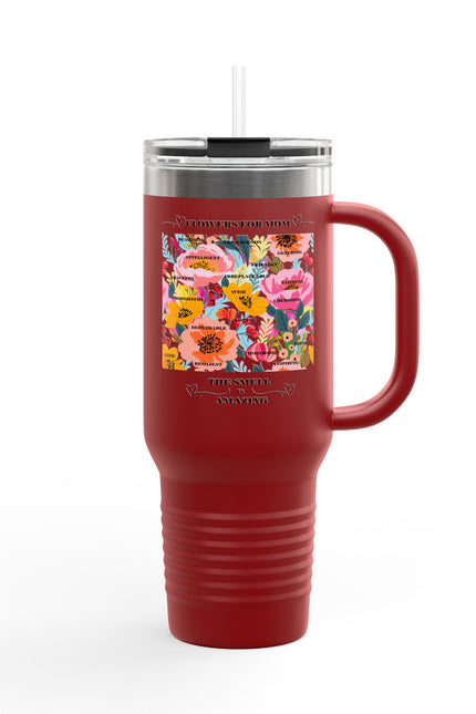 Floral Insulated Travel Mug for Moms - 40oz with Straw