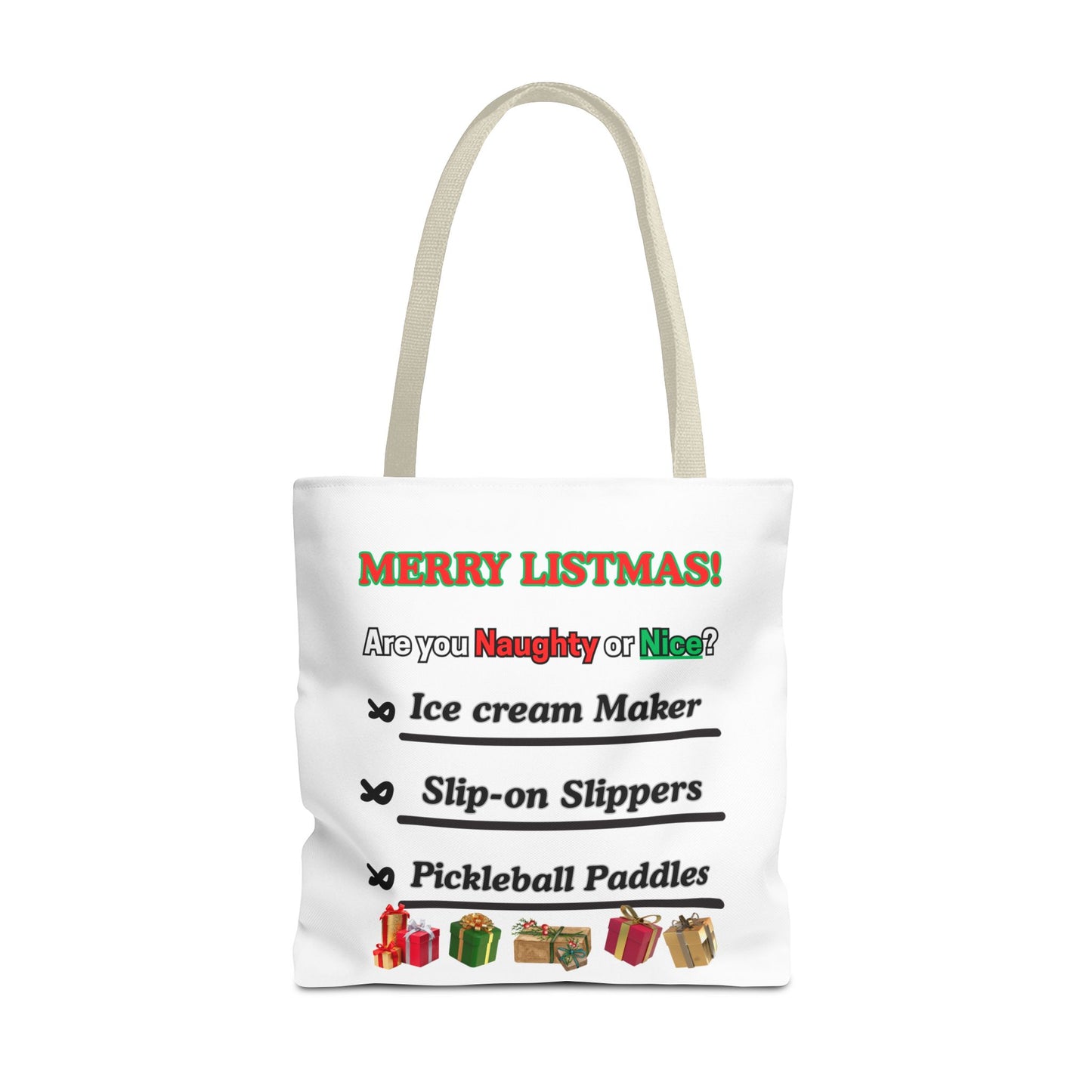 Holiday Tote Bag — "Merry Listmas!" Naughty or Nice Gift List Design