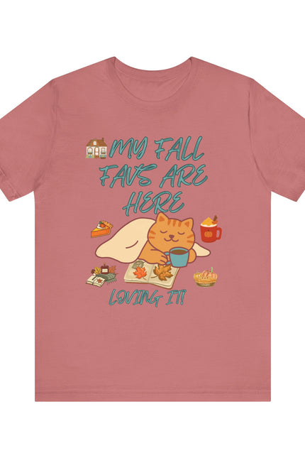 Cozy Fall Cat Tee, Fall Apparel, Cat Lover Gift, Autumn Shirt, Unisex Short Sleeve, Cute Seasonal Top, Pumpkin Vibes