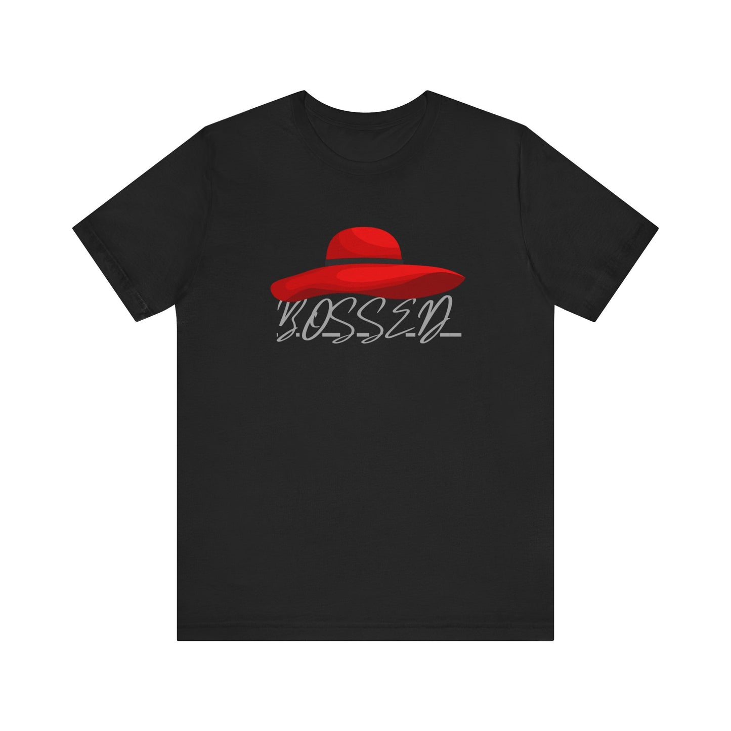 Bold 'BOSSED' Red Hat Unisex Tee, Casual Fashion, Gift for Her, Birthday Shirt, Everyday Wear, Statement Top, Trendy Apparel