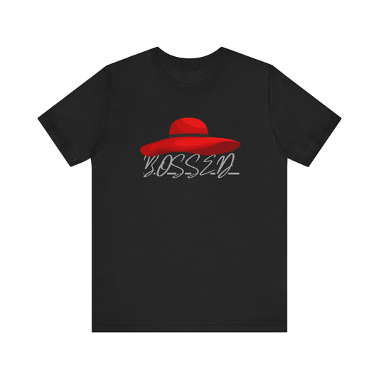 Bold 'BOSSED' Red Hat Unisex Tee, Casual Fashion, Gift for Her, Birthday Shirt, Everyday Wear, Statement Top, Trendy Apparel
