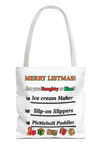 Holiday Tote Bag — "Merry Listmas!" Naughty or Nice Gift List Design