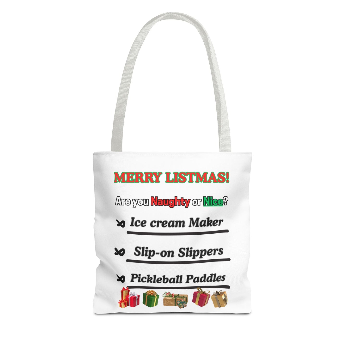 Holiday Tote Bag — "Merry Listmas!" Naughty or Nice Gift List Design