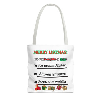 Holiday Tote Bag — "Merry Listmas!" Naughty or Nice Gift List Design