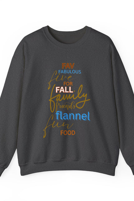 Fall Flannel & Family Crewneck Sweatshirt — Cozy Autumn Word-Art Pullover