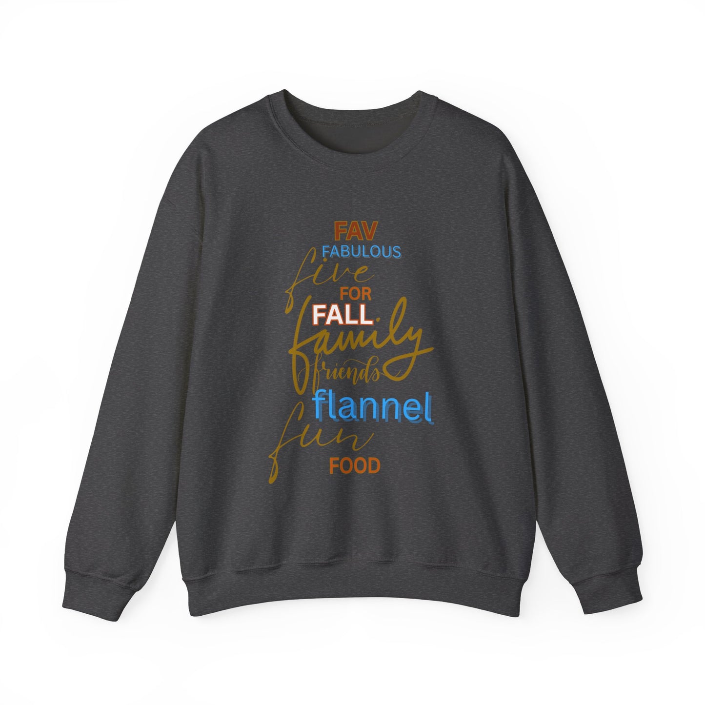 Fall Flannel & Family Crewneck Sweatshirt — Cozy Autumn Word-Art Pullover