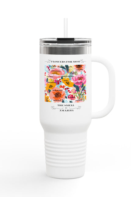 Floral Insulated Travel Mug for Moms - 40oz with Straw