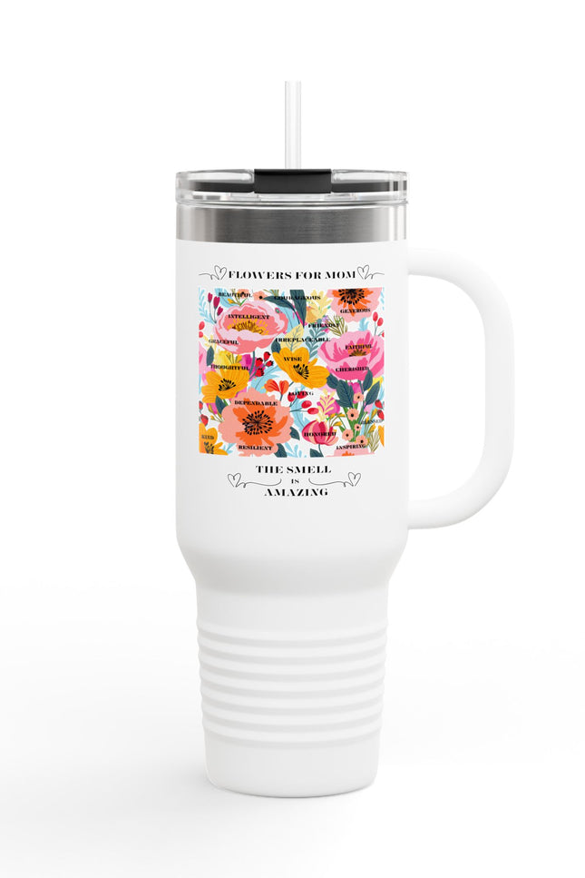 Floral Insulated Travel Mug for Moms - 40oz with Straw
