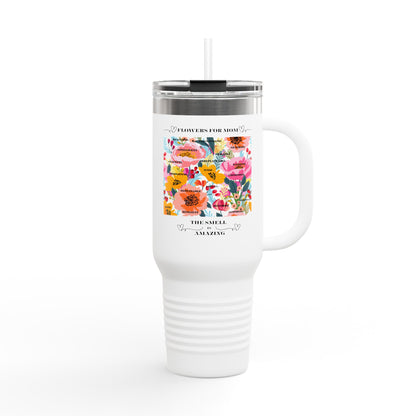 Floral Insulated Travel Mug for Moms - 40oz with Straw