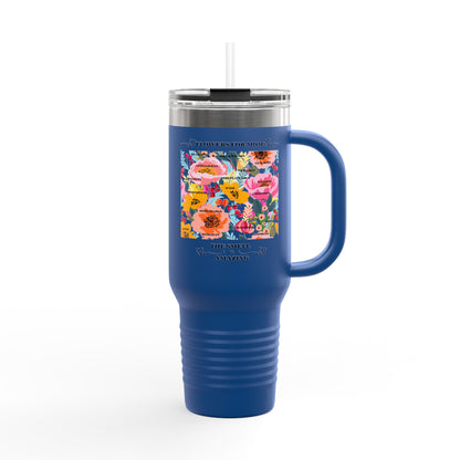 Floral Insulated Travel Mug for Moms - 40oz with Straw
