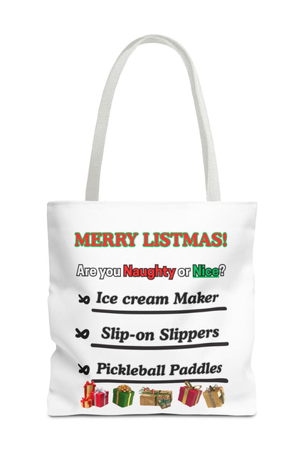 Holiday Tote Bag — "Merry Listmas!" Naughty or Nice Gift List Design