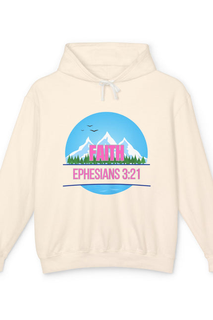 Faith Mountain Hoodie - Ephesians 3:21 Christian Graphic Sweatshirt