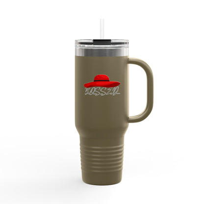 Fashionable Insulated Travel Mug - 40oz with 'BOSSED' Design