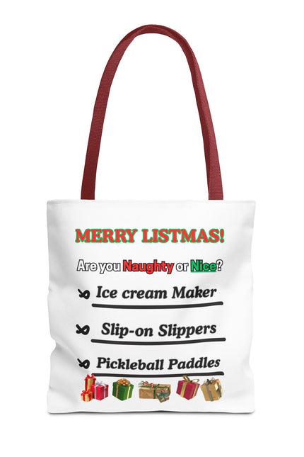 Holiday Tote Bag — "Merry Listmas!" Naughty or Nice Gift List Design