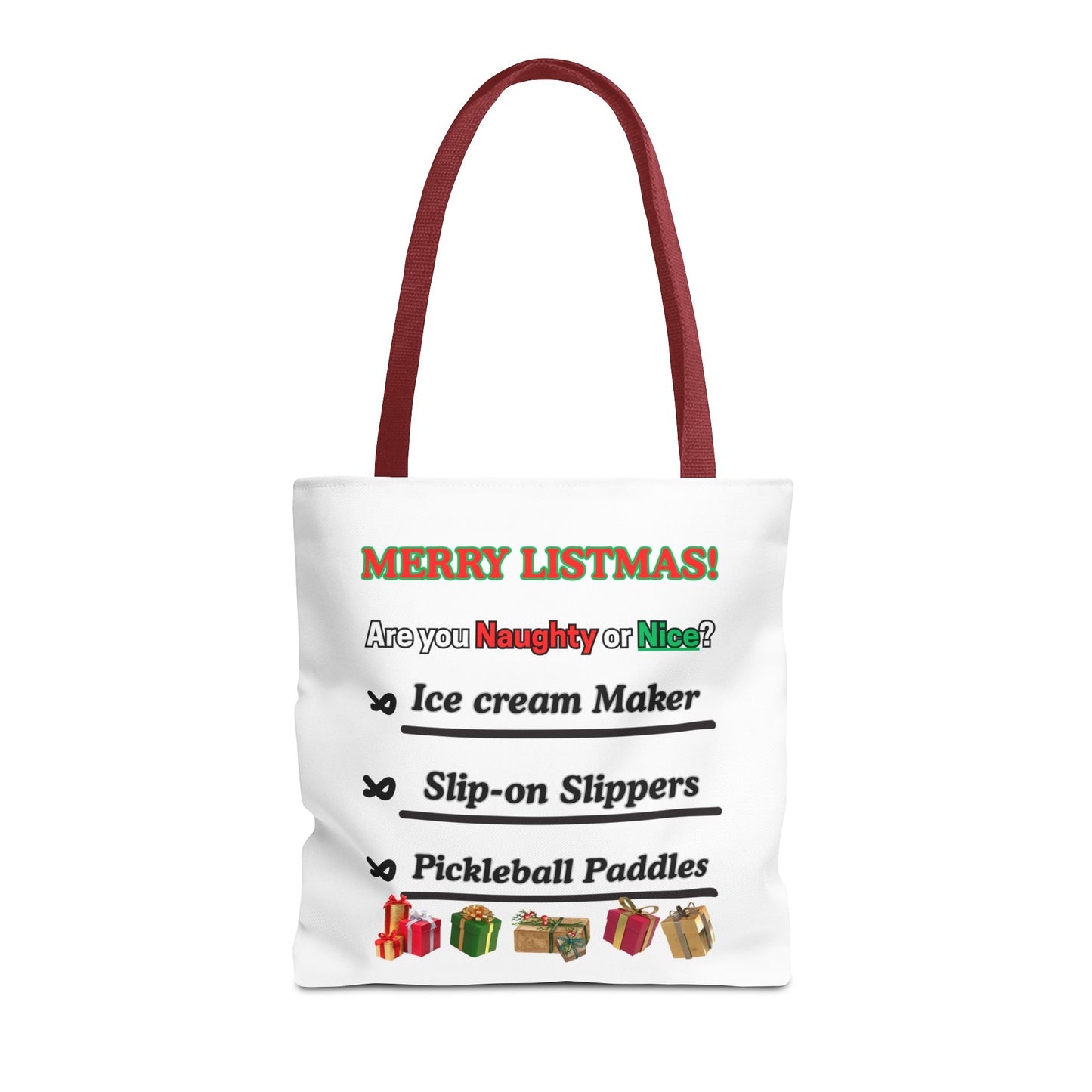 Holiday Tote Bag — "Merry Listmas!" Naughty or Nice Gift List Design