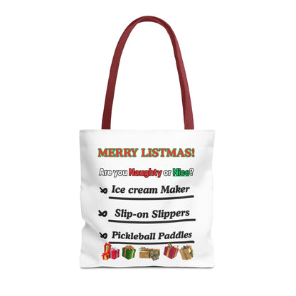 Holiday Tote Bag — "Merry Listmas!" Naughty or Nice Gift List Design