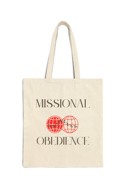 Missionary Message Cotton Tote Bag, Eco-Friendly Shopping Bag, Reusable Grocery Tote, Perfect for Church Events, Faith-Based Gifts