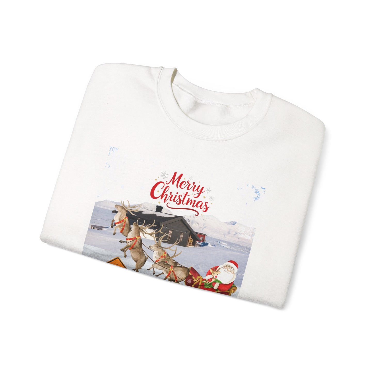 Christmas Sweatshirt - "Caution Reindeers Incoming!" Holiday Crewneck