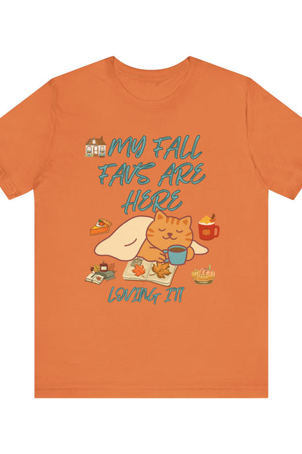 Cozy Fall Cat Tee, Fall Apparel, Cat Lover Gift, Autumn Shirt, Unisex Short Sleeve, Cute Seasonal Top, Pumpkin Vibes