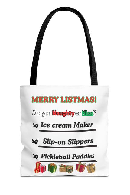 Holiday Tote Bag — "Merry Listmas!" Naughty or Nice Gift List Design