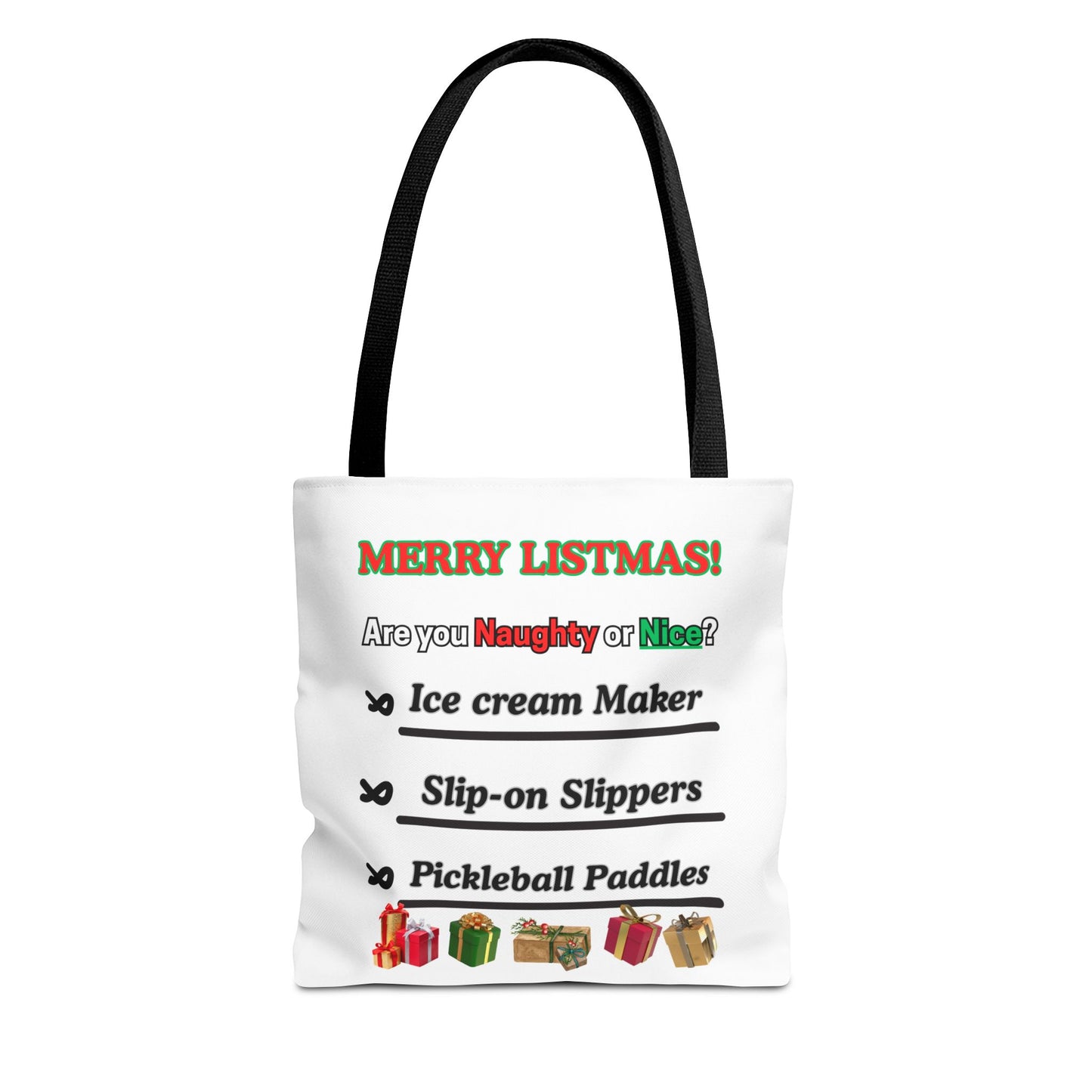 Holiday Tote Bag — "Merry Listmas!" Naughty or Nice Gift List Design