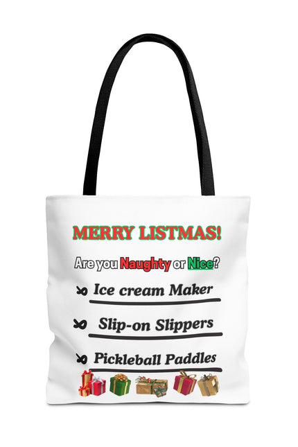 Holiday Tote Bag — "Merry Listmas!" Naughty or Nice Gift List Design
