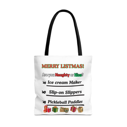 Holiday Tote Bag — "Merry Listmas!" Naughty or Nice Gift List Design