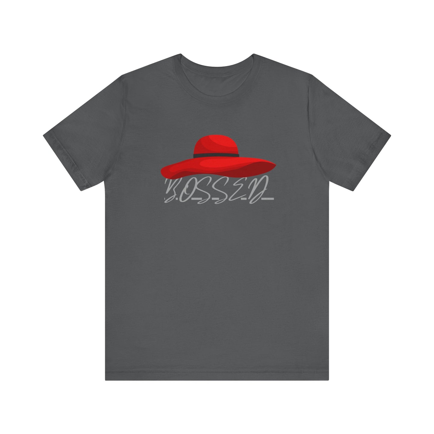 Bold 'BOSSED' Red Hat Unisex Tee, Casual Fashion, Gift for Her, Birthday Shirt, Everyday Wear, Statement Top, Trendy Apparel