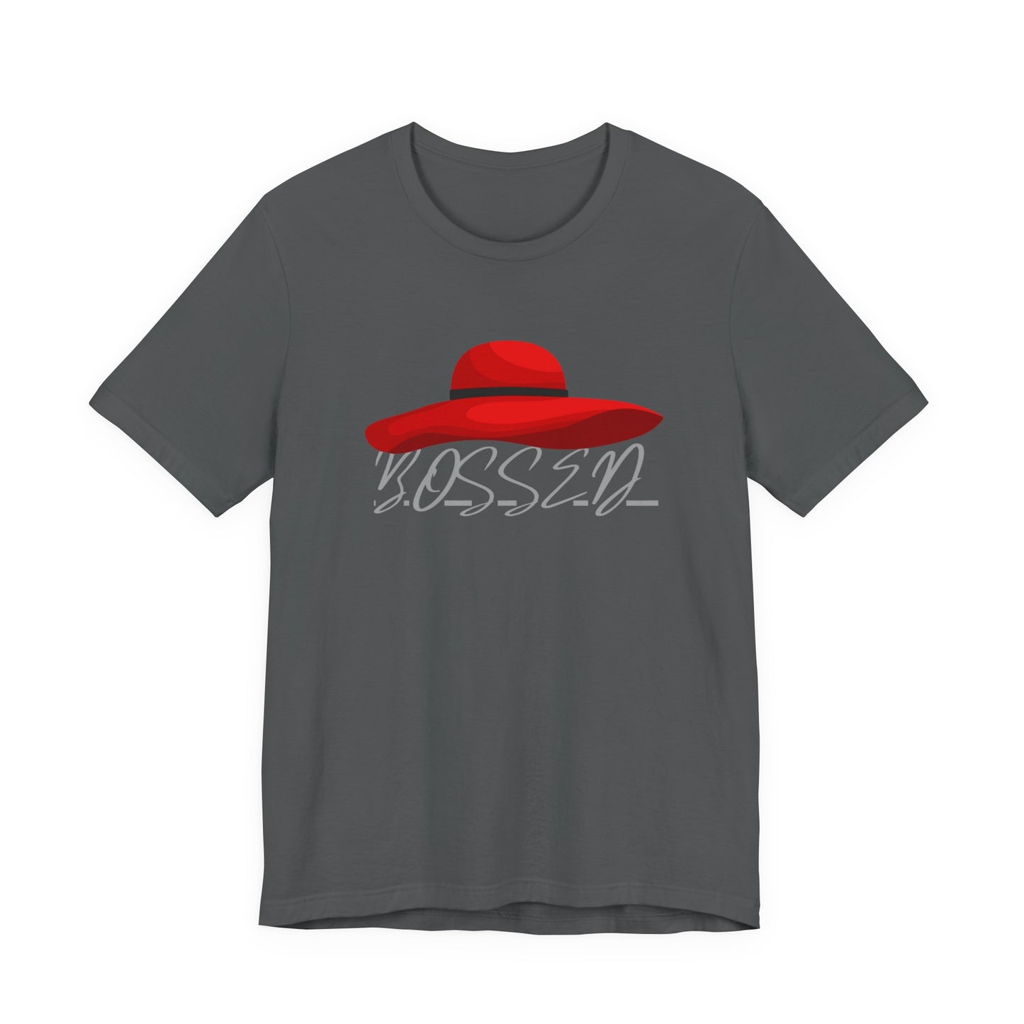 Bold 'BOSSED' Red Hat Unisex Tee, Casual Fashion, Gift for Her, Birthday Shirt, Everyday Wear, Statement Top, Trendy Apparel