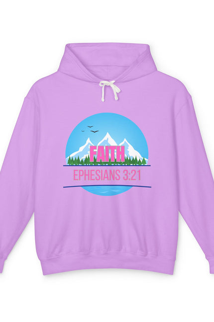 Faith Mountain Hoodie - Ephesians 3:21 Christian Graphic Sweatshirt